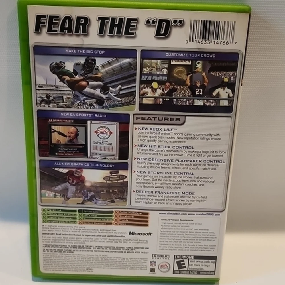 Madden NFL 2005 (Microsoft‎ Xbox, 2004) Game With Manual